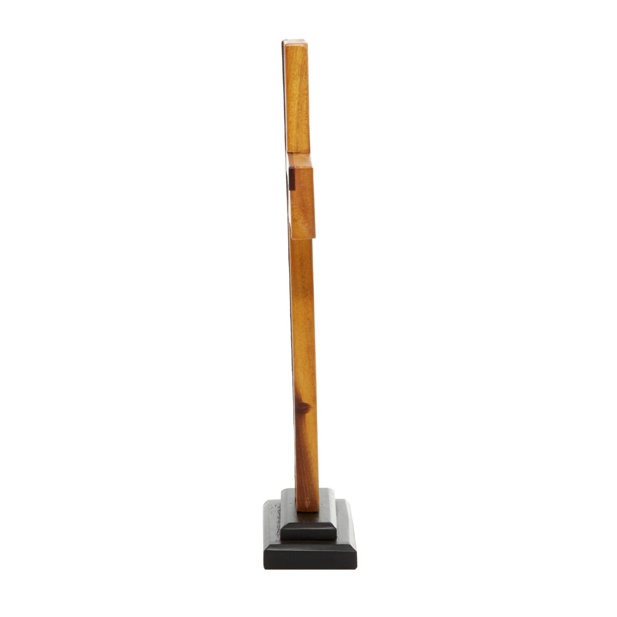 18" Brown Wood Modern Cross Sculpture